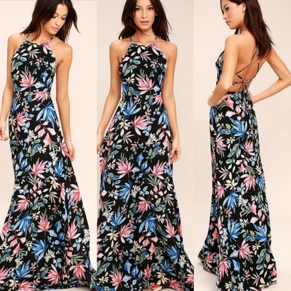 lulus black floral dress